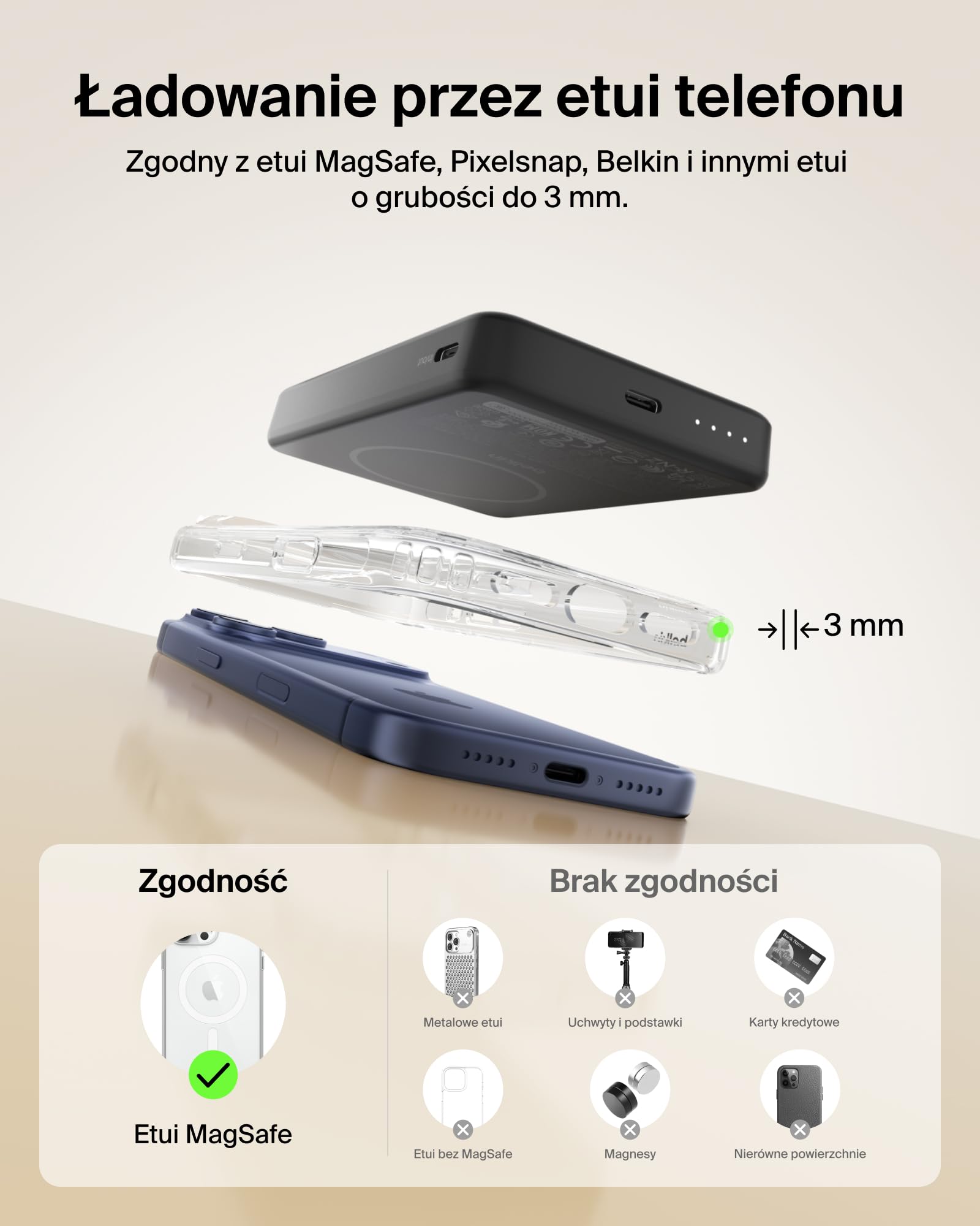 Belkin BoostCharge Magnetyczny Powerbank 10 000 mAh, Porty USB-C – Czarny | Powerbank Bezprzewodowy 10 000 mAh, Pierścień Magnetyczny, 2 Porty USB-C, Naładowany, Kabel w Zestawie, do Podróży Samolotem