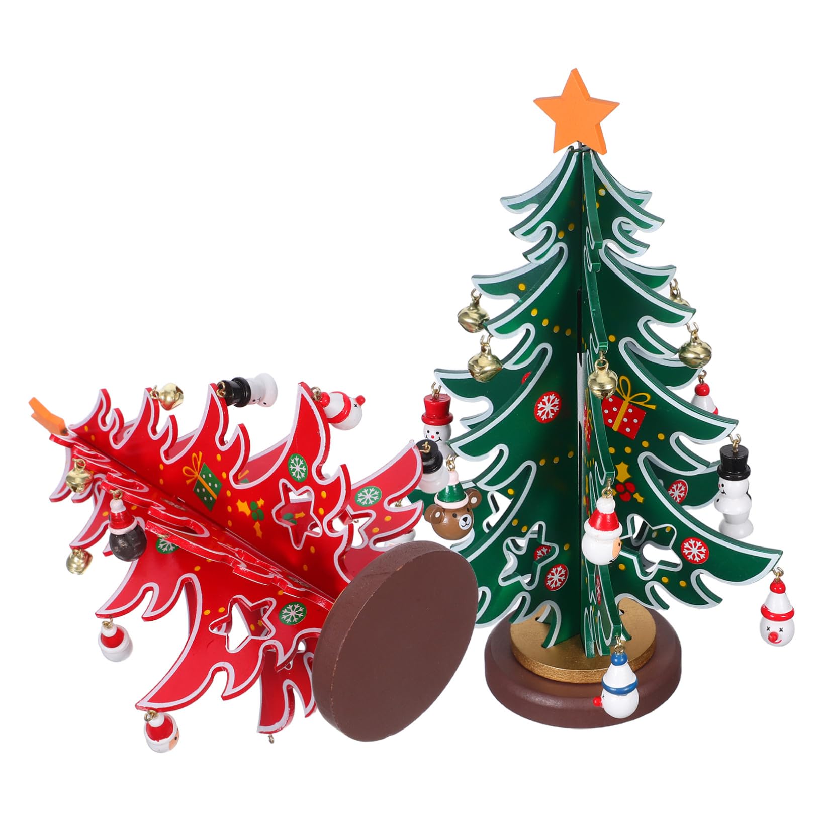 2pezzi Albero di Natale in Legno Mini con Piccoli Ornamenti Appesi Decorazioni da Tavola per Festival Alberi di Natale da Tavolo Artigianali