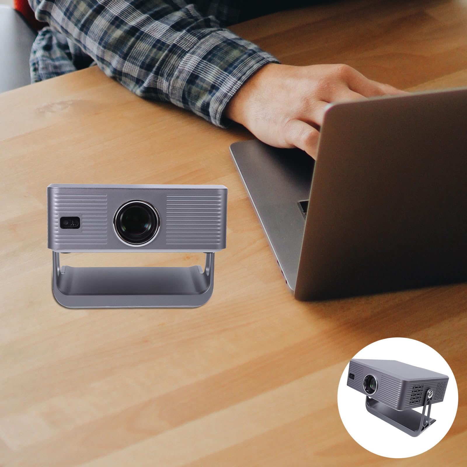 POPETPOP Mini Proiettore Portatile Full HD con Auto Focus e Stand Rotante Supporto Wifi Dual Compatibile USB Av Proiezione Interni Esterni e Soffitto