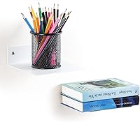 Vista 10 de ELSKER&HOME Juego de 4 estantes flotantes pequeños, color negro, estantes flotantes de metal para montar en la pared, estanterías invisibles