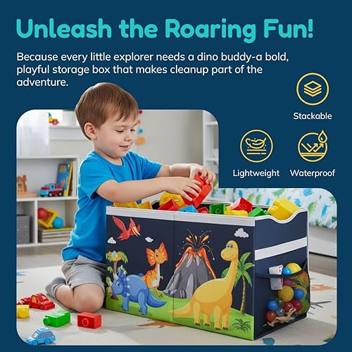 Miniatura 3 de Organizador de juguetes y baúl de almacenamiento para niños, caja de juguetes plegable extragrande con tapa, divisor extraíble, tapas divididas para