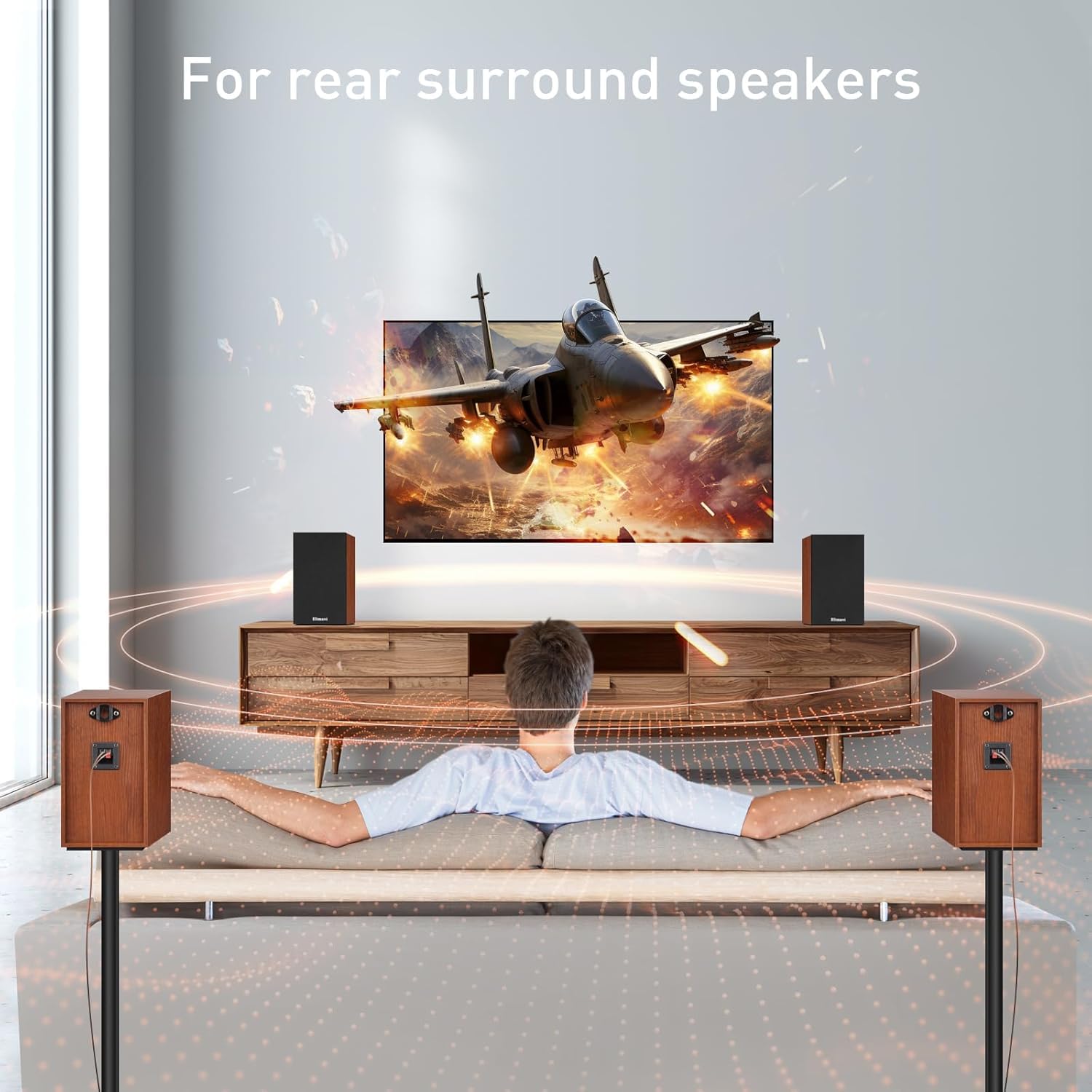 Elimavi Passive Bücherregal-Lautsprecher, 2-Wege-Design mit 10,2 cm Tieftöner und 2,5 cm Seidenhorn-Hochtöner, 60 Hz Bass, ideal für Zuhause, Büro und Theater, Braun (benötigt Verstärker oder