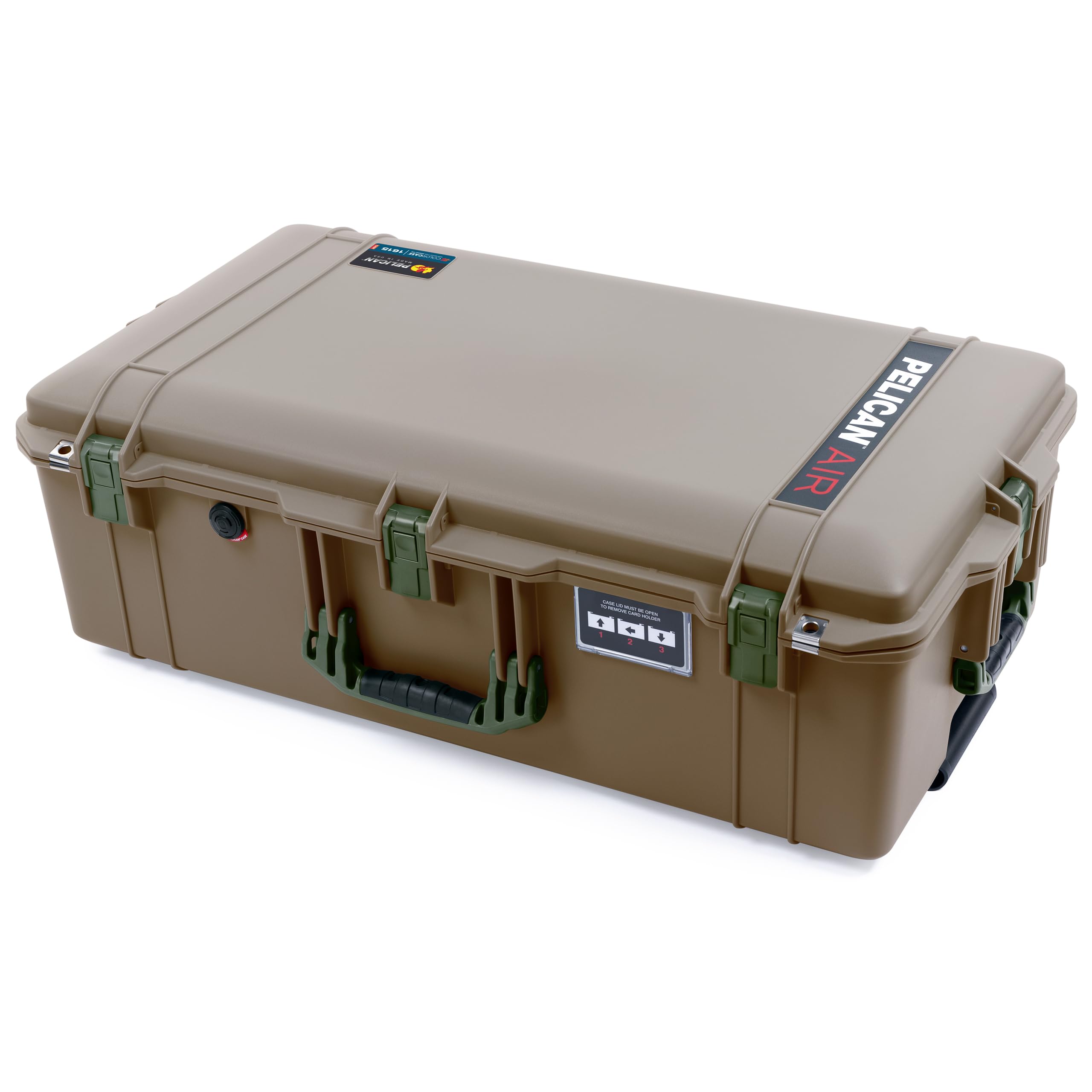 Pelican Air 1615 Case by ColorCase - Dark Desert Dirt - Large Size Waterproof Case (Case Only) - OD Green Handles & Latches