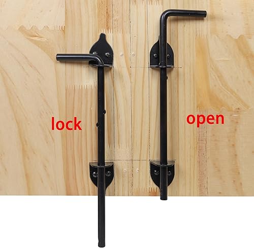 Miniatura 5 de Perno de caña de 12 pulgadas, pasador de acero con acabado negro, principalmente para puertas de madera, PVC, vinilo, metal, puertas (12 pulgadas,