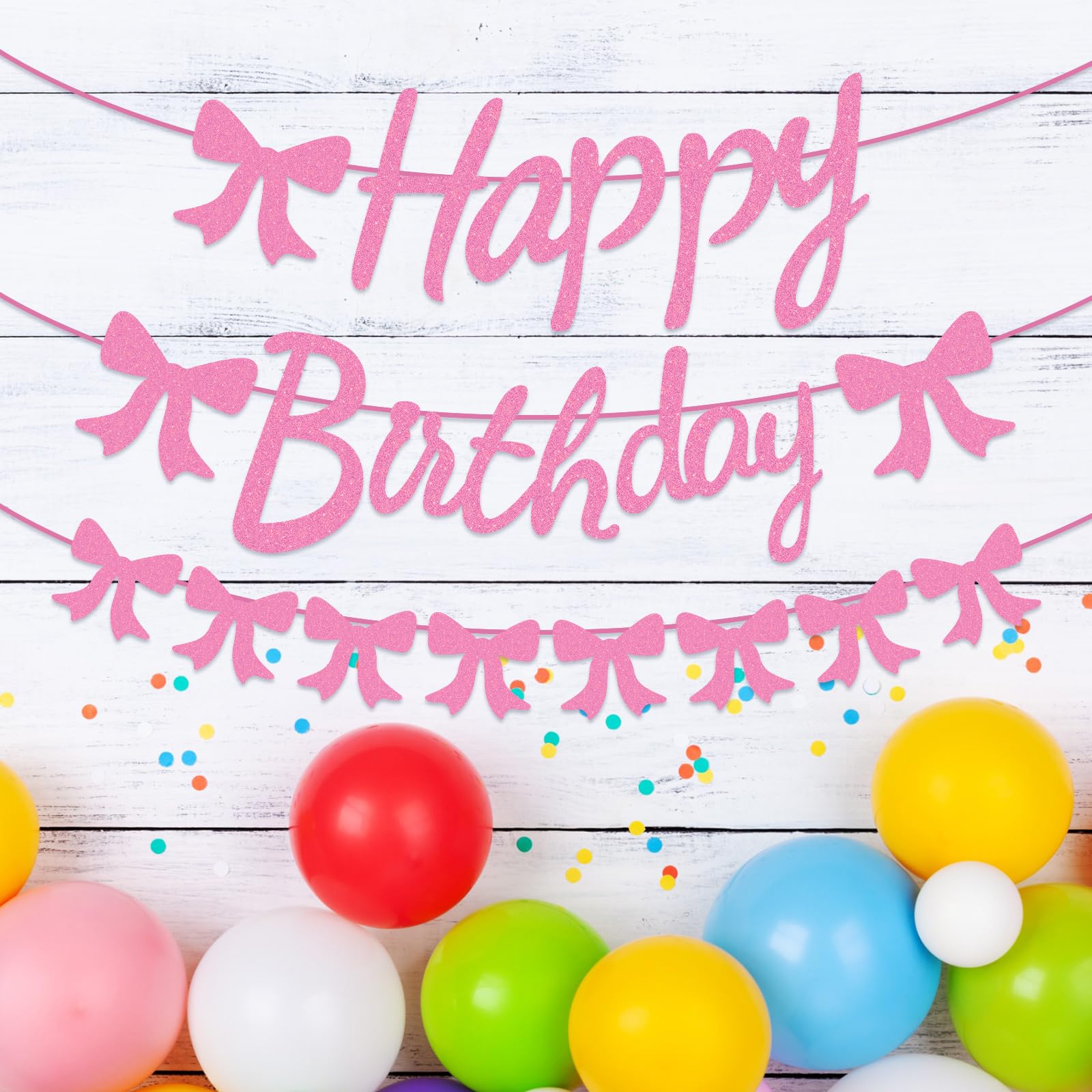Stcomart Rosa Geburtstags-Banner – 1,8 X 1,1 M, Polyester, Mit Schleifen & Ballons, Für Fotohintergrund & Deko