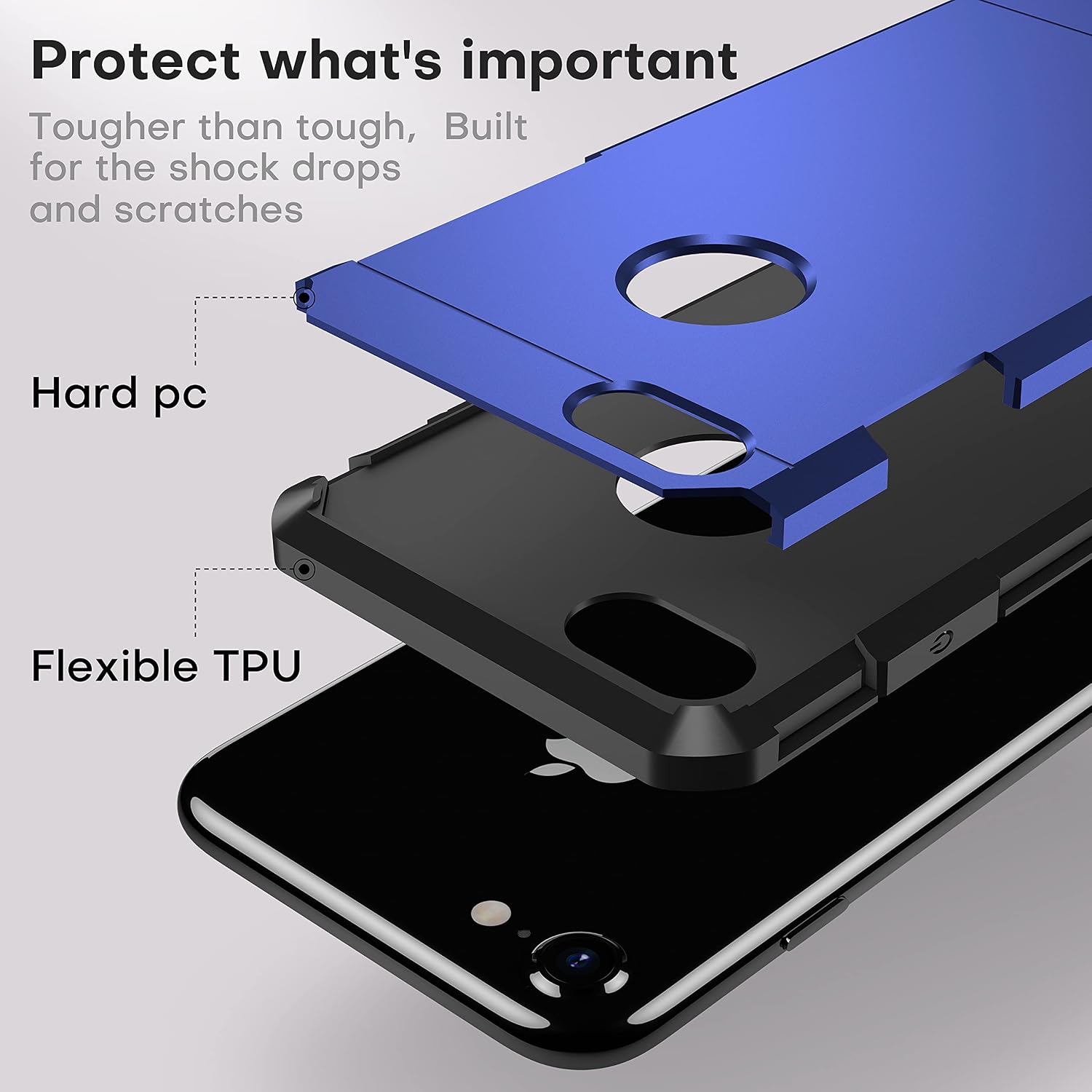 ImpactStrong Compatible with iPhone 7/8 Case, Heavy Duty Dual Layer Protection Cover Heavy Duty Case Designed for iPhone 7/8 (Navy Blue)