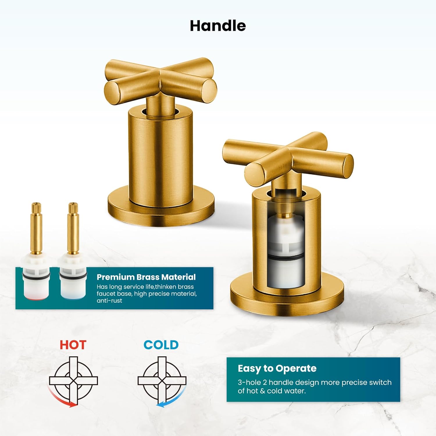 gotonovo 3穴 バスルーム蛇口 8インチ ワイドスプレッド シンク バニティ蛇口 バスルームシンク用 2クロスハンドル デッ