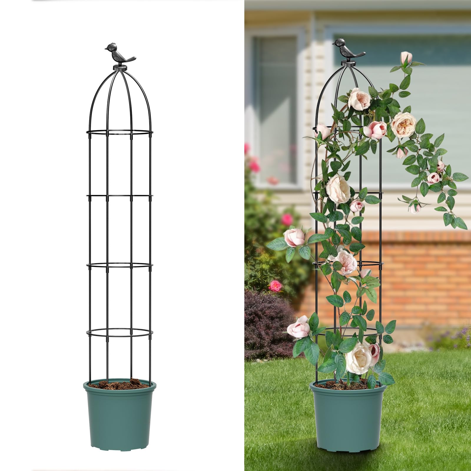 Trellis for Climbing Plants Outdoor Garden Trellis 59inch Rustproof Trellis for Climbing Plants Outdoor Obelisk Trellis Rose Trellis Plant Trellis Indoor Flowers Vegetable Fruits Vines Support