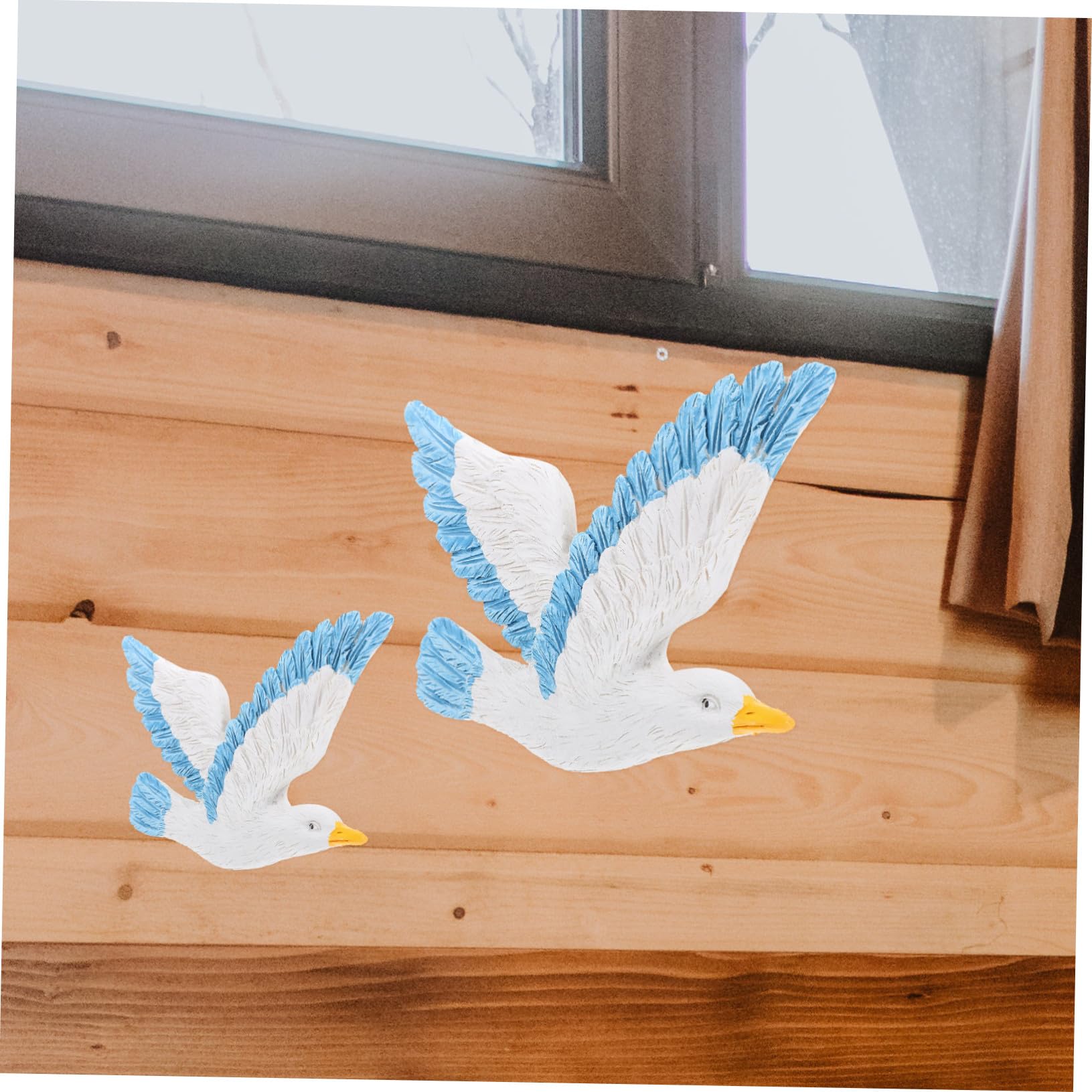 3 pezzi Gabbiani in Resina da Appendere Decorazione Murale Creativa con Uccelli Marini Blu Ornamentazione per Parete Soffitto e Alberi Idea Decorativa per Casa e Soggiorno