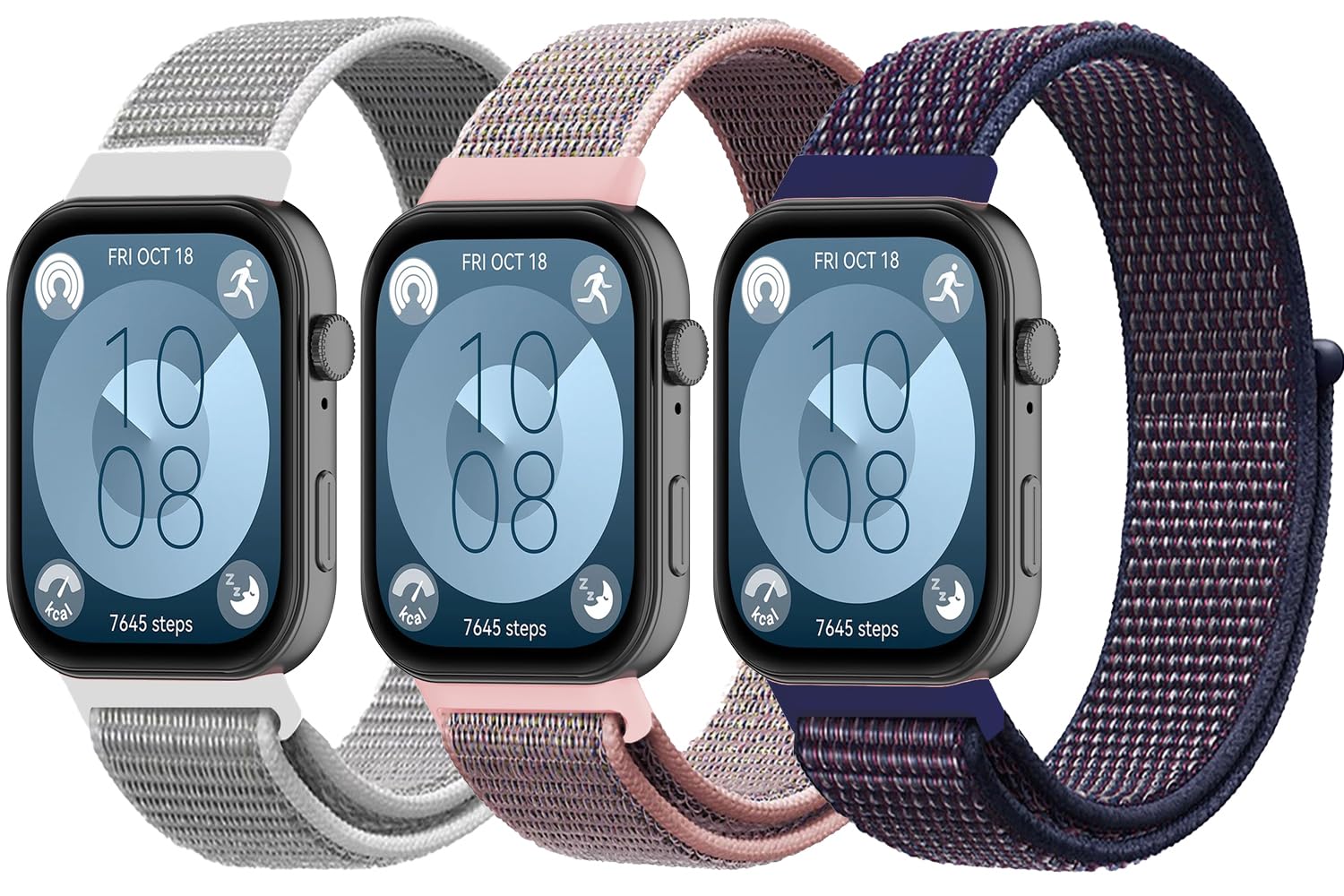 2 Packs Sport Loop Band Compatible with Huawei Watch Fit 4/ Fit 3 Sport Replacement Wristbands Intended Adjustable Strap Nylon Weave Women Men Stretchy Braided Wristband Breathable