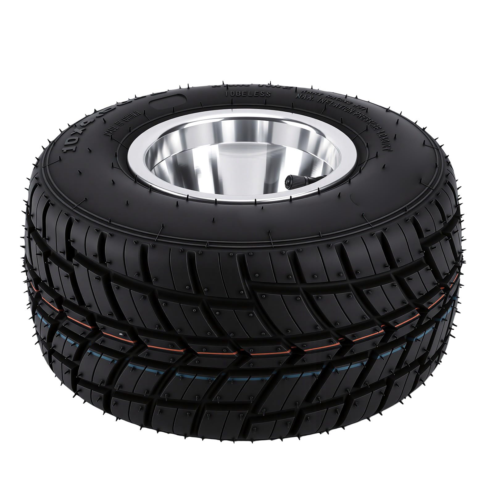 Tbest Neumático sin Cámara 10x4,50-5 con Llanta de Aleación de Aluminio y Rodamiento de 17mm para Ruedas de 5 Pulgadas ATV Quad Go Kart Mini Bicicleta Cortacésped