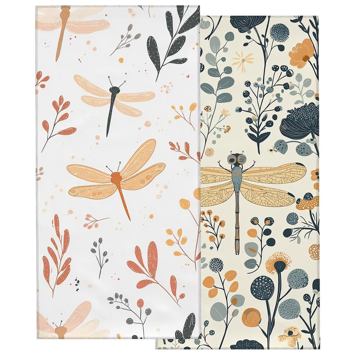 Telo Mare Microfibra, Telo Mare Grande 90x200cm 2 Pezzi, Asciugamano Palestra Donna Asciugatura Rapida, Antisabbia Asciugamano Microfibra, Leggero Asciugamani Palestra per Regalo (Libellula) -4414