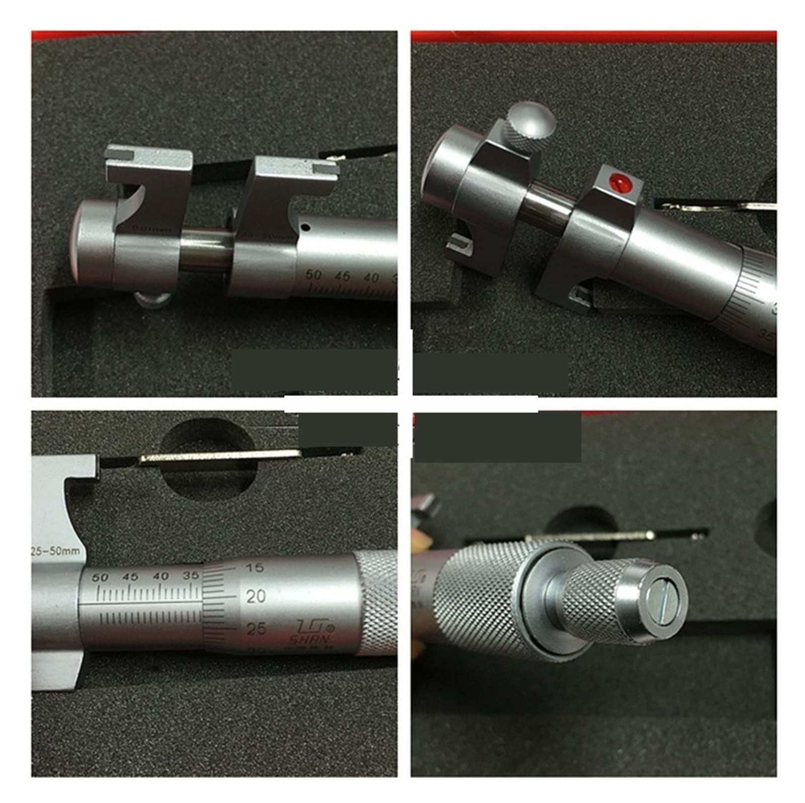 Micrómetro, Micrómetros internos 25-50 mm/0.01 mm Métricos de carbón Ratchet Tornillo calibre Herramientas medición