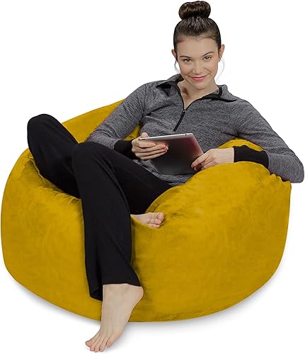 Miniatura 44 de Sofa Sack - Sillón puff: Puff de espuma viscoelástica de 3 pies, sofá mediano con funda de microfibra suave, color azul francés. Microsuede - Azul