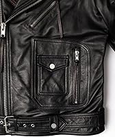 Vista 5 de Chaqueta de moto acolchada negra para hombre Chaqueta de cuero negro para hombre Brando Vintage Riding Moto Jacket XS - 4xL