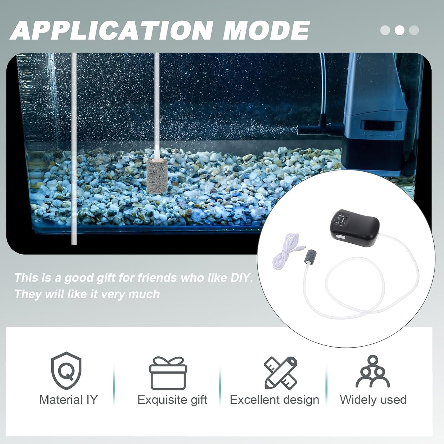 KOMBIUDA USB Rechargeable Aquarium Air Pump Dual-use Lithium Battery Oxygen Pump for Fish Tank with Single Outlet Suitable for Fish Tank Oxygenation and Aquarium Accessories