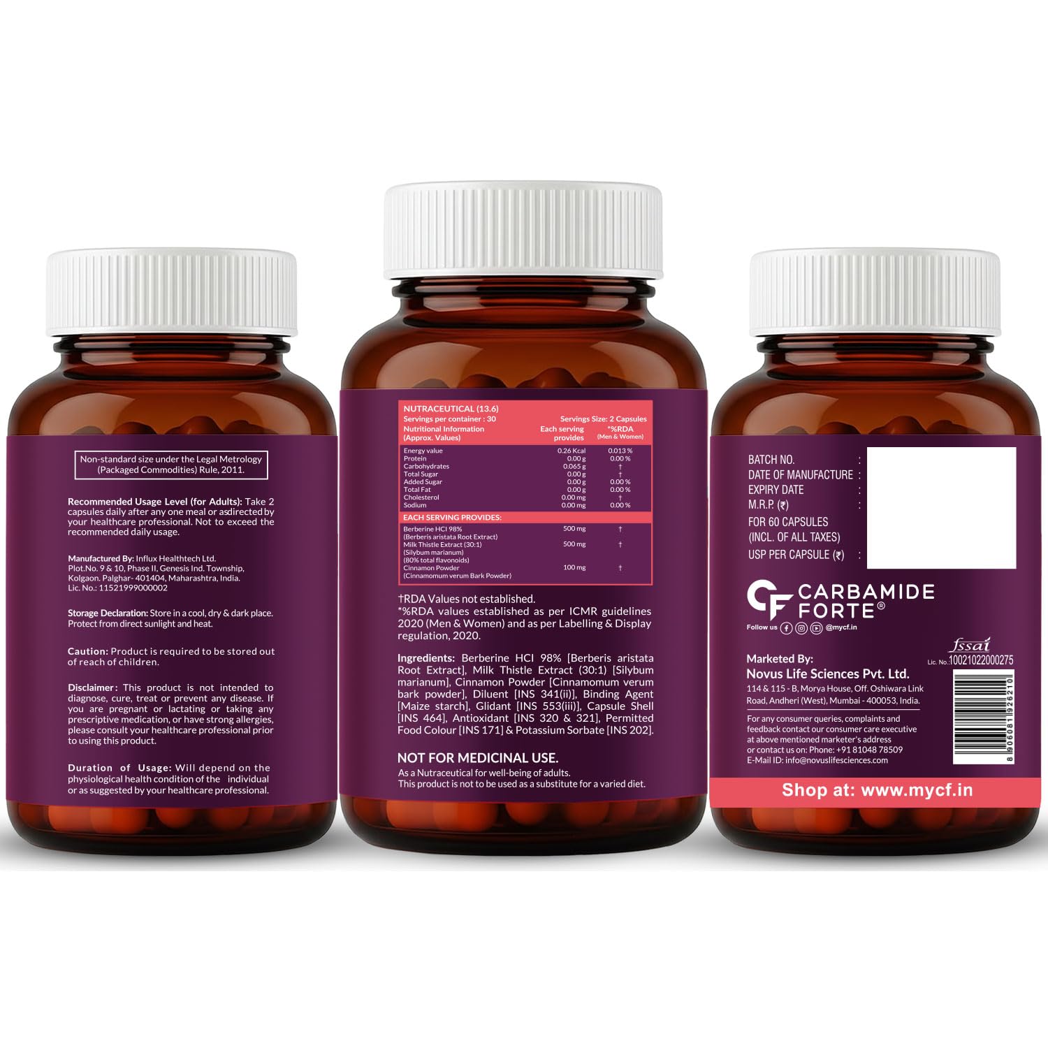 Carbamide Forte 98% Berberine supplements with Milk Thistle | 1000mg Berberine HCl per Serving for Metabolism, Digestion, Liver Detox & Immunity Support | High Potency Berberine HCl – 60 Veg Capsules — Amazon image 10