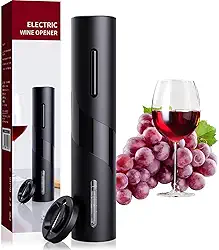 Abridor de Vinho Elétrico, à Pilha, Cortador de Lacre Incluso, Design Simples, Remoção da Rolha Sem Esforço e Prazerosa, Acessório de Vinho Prático, Melhor Escolha para Amantes de Vinho (Preto)