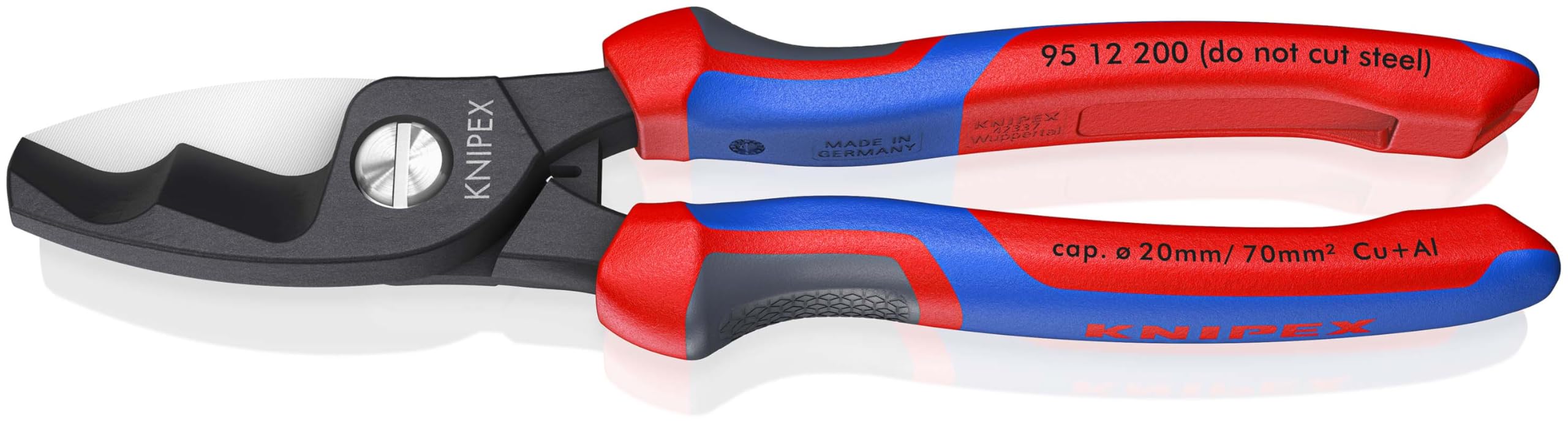 Knipex 95 12 200 Cable Shears Twin Cutting Edge Multi-Component Grip 200Mm (8In)