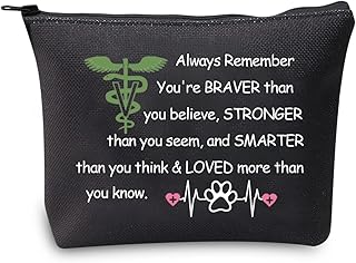 MBMSO Vet Tech Gifts Veterinarian Makeup Bag Vet Assistant Gifts Veterinary Student Gifts Zipper Pouch Travel Toiletry Bag Cosmetic Bag, Vet Tech Bag Black, medium,