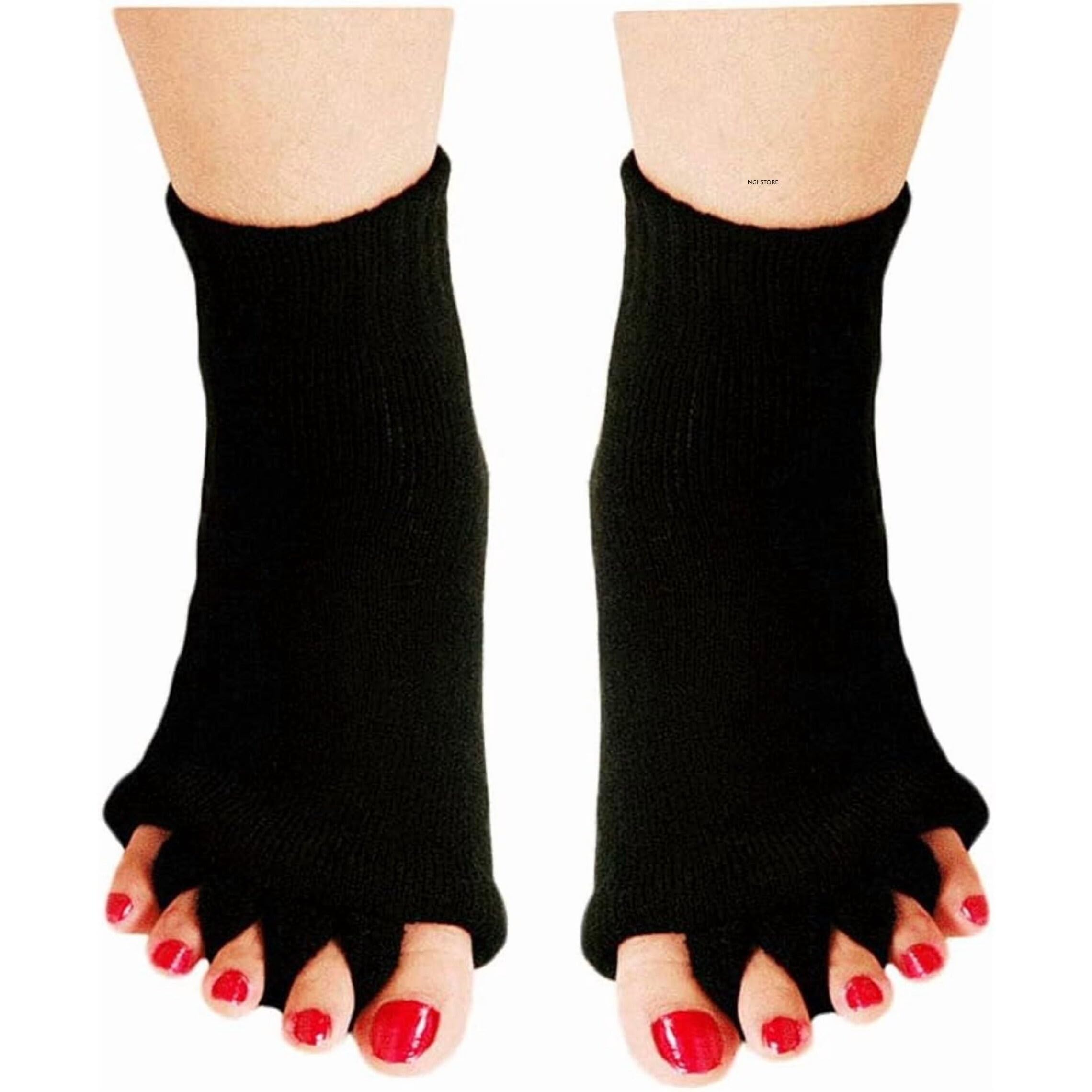 Five Toe Separator Socks for Men Yoga Gym Sports Foot Alignment Pain Massage Toeless Socks Spacers Bunion Corrector Cushion 1 Pairs, Relief Improves Circulation Stretchy-image-22