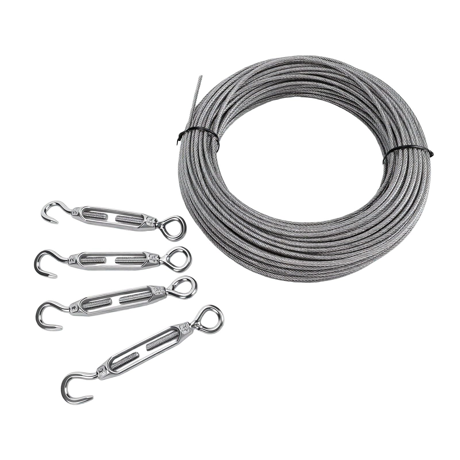 64-teiliges Edelstahl-Drahtseil-Set, 35 M, Zur Pflanzenunterstützung | PVC-beschichtetes Stahlkabel, 3 Mm (0,12 Zoll) Durchmesser, Spannschlösser-Clips Im Lieferumfang Enthalten, Lichterkette