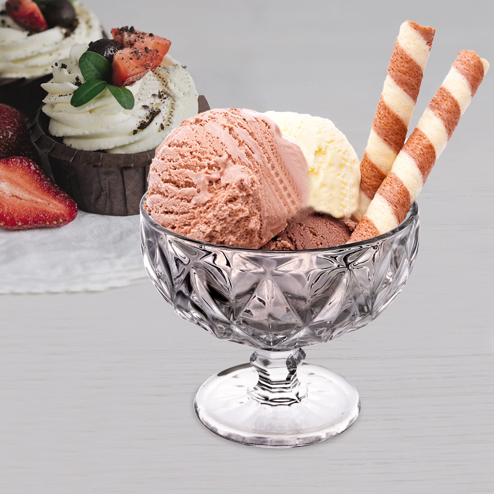 Lawei Set di 6 ciotole da dessert in vetro trasparente per dessert, snack, cereali, frutta, noci