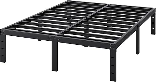 Miniatura 8 de Marco de cama de tamaño completo, Marco de cama de plataforma de metal resistente de 14 pulgadas sin necesidad de somier, espacio de almacenamiento,