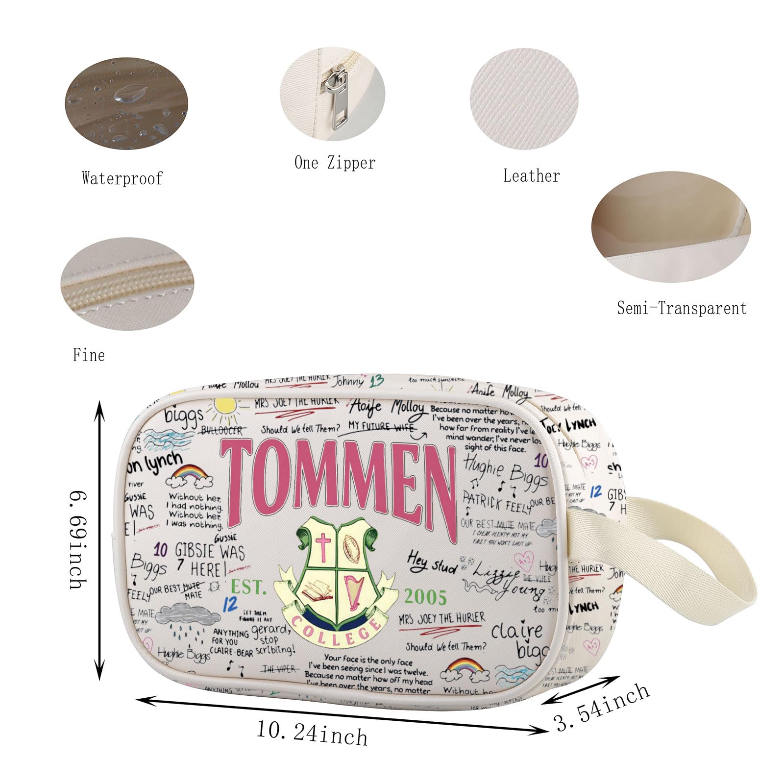 Tommen College Clear Makeup Bag Romance Book Lover Gift Literary Merch for Reader (Tommen Cbag EU), 6.69 x 3.54 x 10.24 inches - Image 2