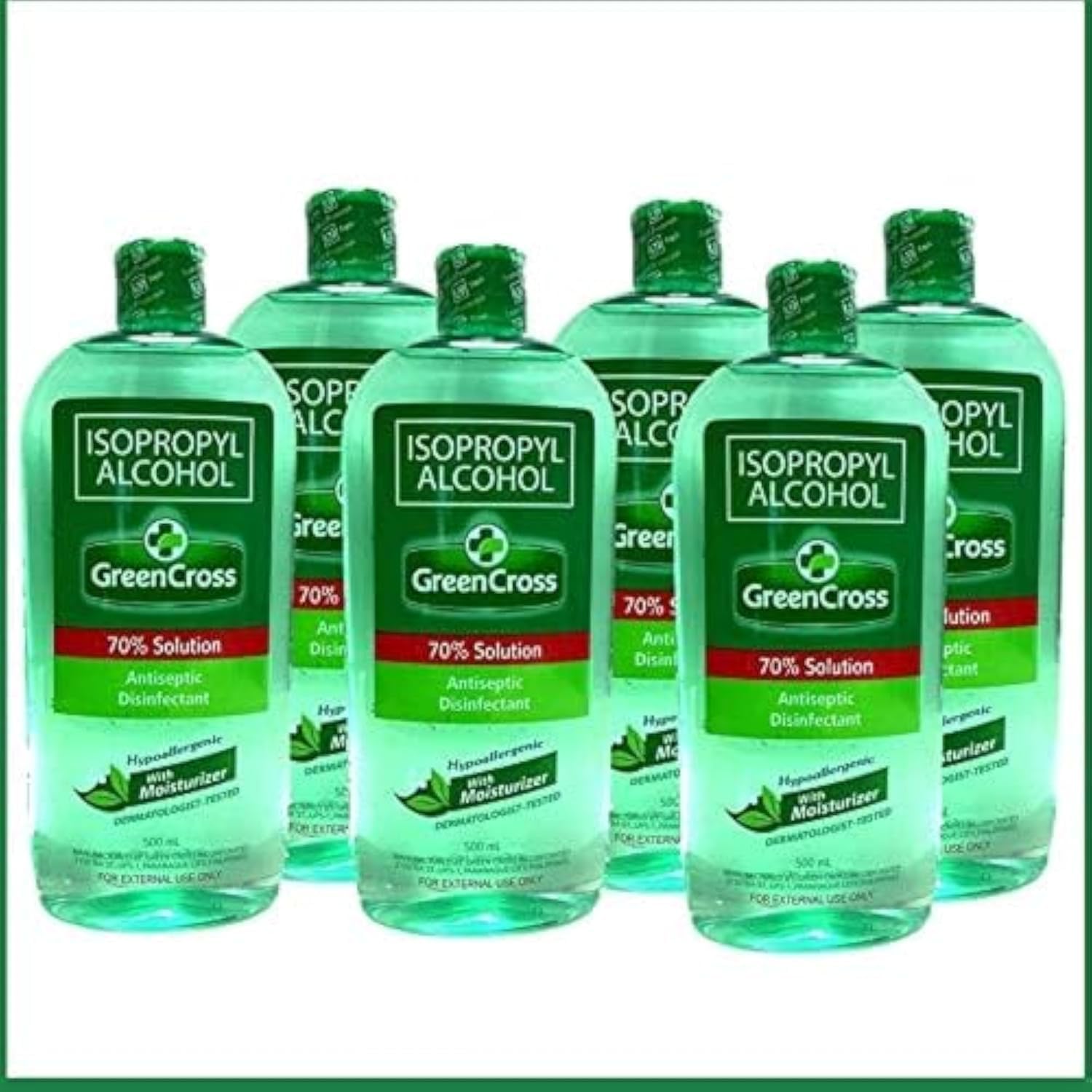 Green Cross Isopropyl Alcohol 70% with Moisturizer, 500ml - Pack of 6