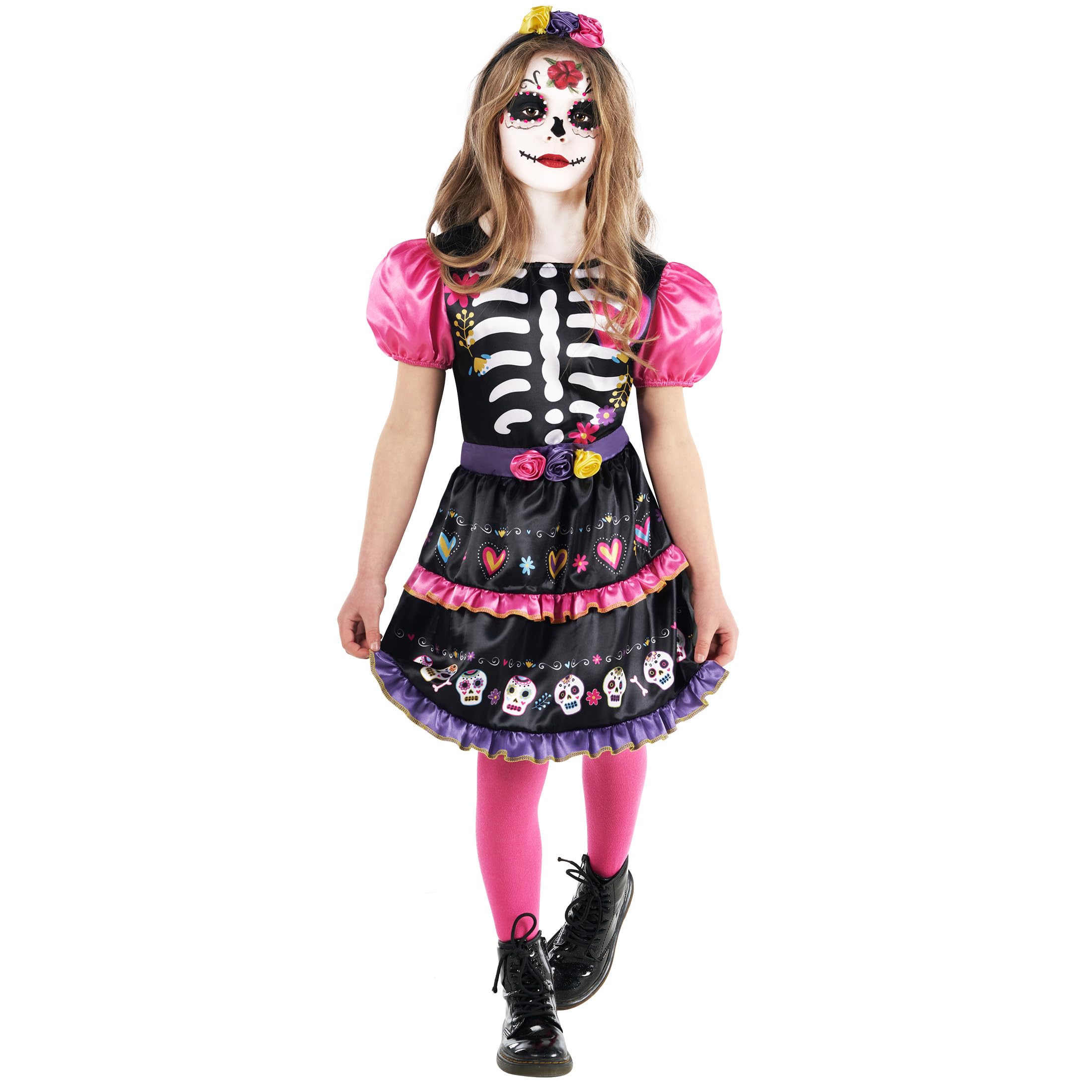 Morph Disfraz Catrina Niña, Disfraz Katrina Niña, Disfraces Catrina Niña, Disfraz Halloween Catrina Niña, Disfraz Niña Catrina, Vestido Catrina Niña, Disfraz Halloween Niña Catrina Tallas T2,S,M,L,XL