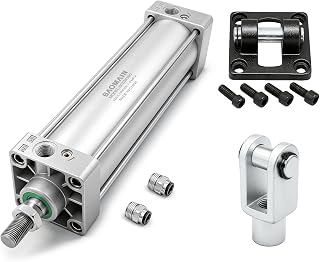 Baomain SC 63x300 Pneumatic Air Cylinder - 2.5" Bore, 11.81" Stroke, Double Acting Single Rod, M16 Threaded, Includes Mounts & Fittings