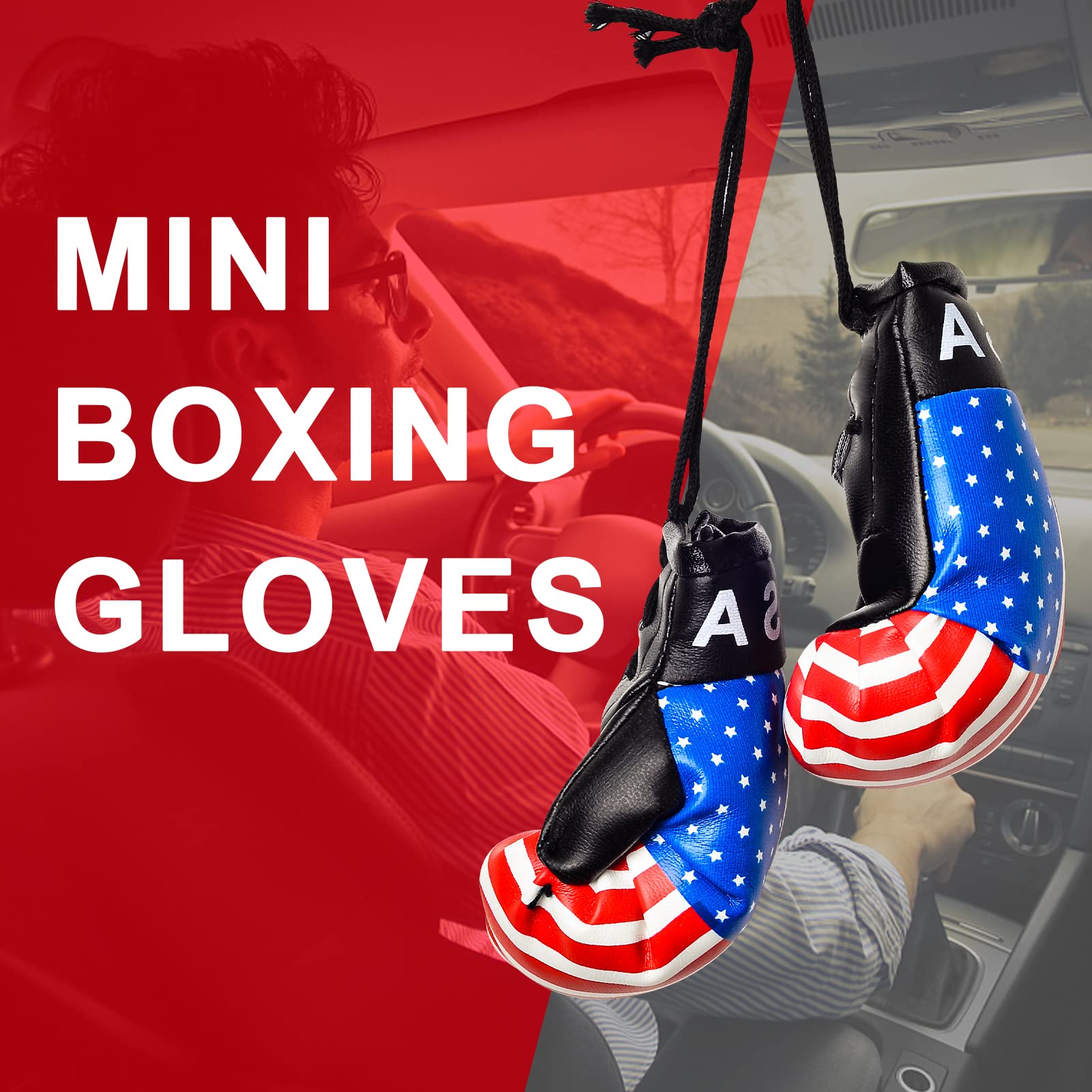 OFFWEGO Car Mirror Hanging Decor Interior Accessories - Mini Cute Glove Ornament For Car Rear-View Mirror Lucky Hanging For Traveling, Pink, 2 PCs