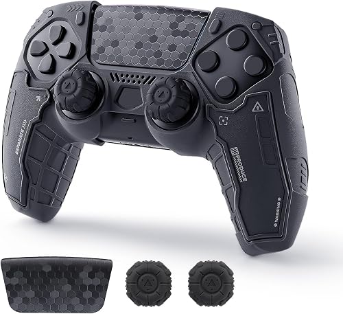 GeekShare G.S.TAC Tactical Skin Set for PS5 Controller, Anti-Slip Silicone Protective Cover Skin Case compatible with PS5 Wireless Controller with 2 Thumb Grip Caps and 2 Stickers (Black)