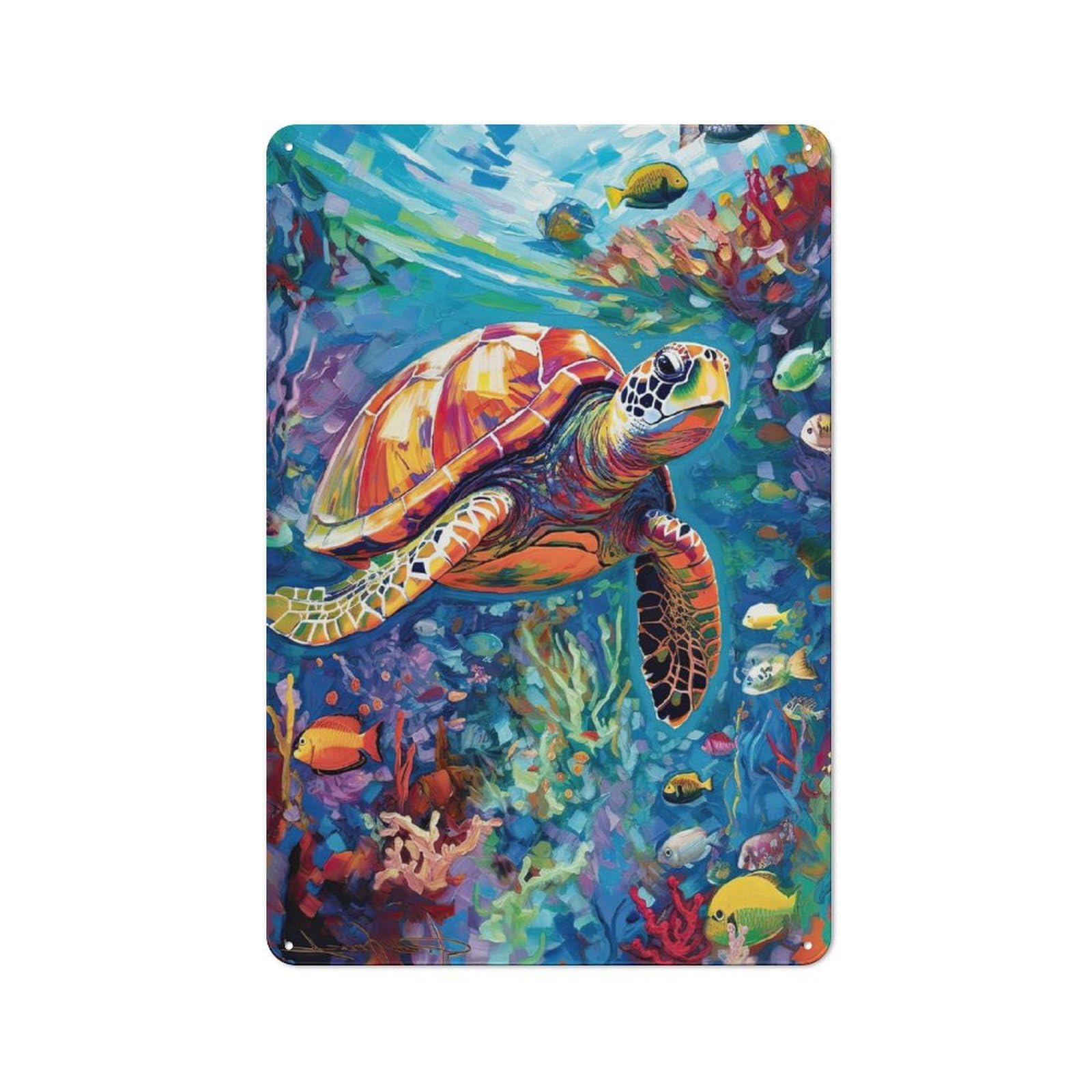Junmoney Vibrant Turtle Vintage Metal Plaque 30X20cm For Kitchen Or Home Bar, For Vintage Wall Decor Fans, For Garage And Workshop Walls
