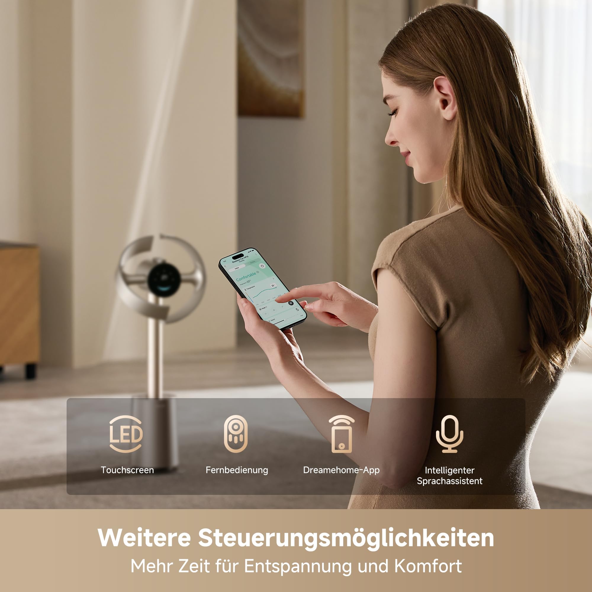 dreame MF10 Der flügellose Ventilator mit 270°-Raumluftstrom für die Zirkulation im gesamten Raum, temperaturadaptiver Luftstrom, intelligenter Windstrom, waschbarer Filter