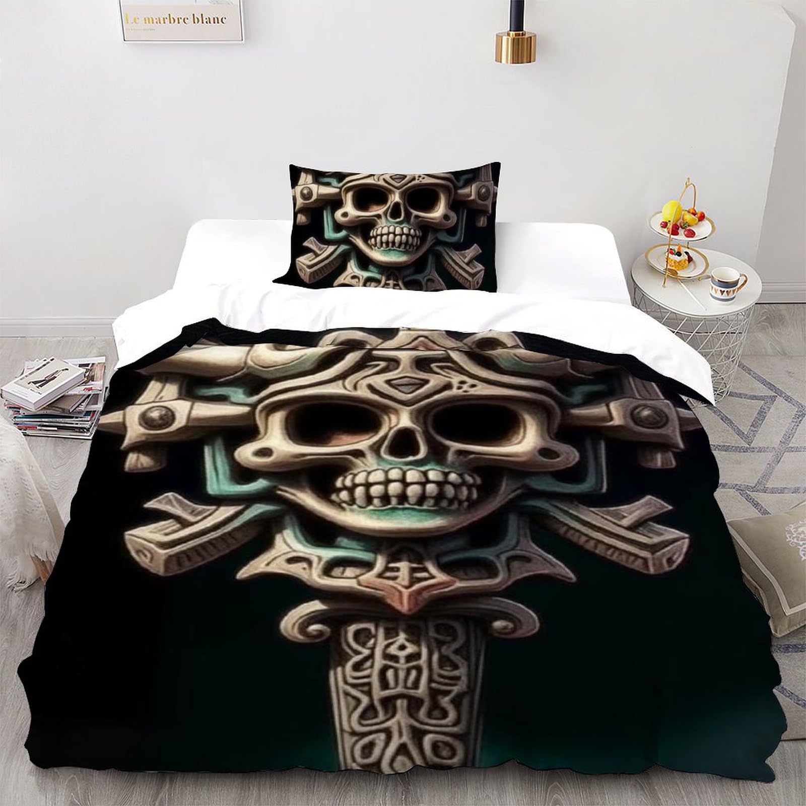 Parure de lit microfibre 3D Totem mystérieux, housse de couette single douce et hypoallergénique