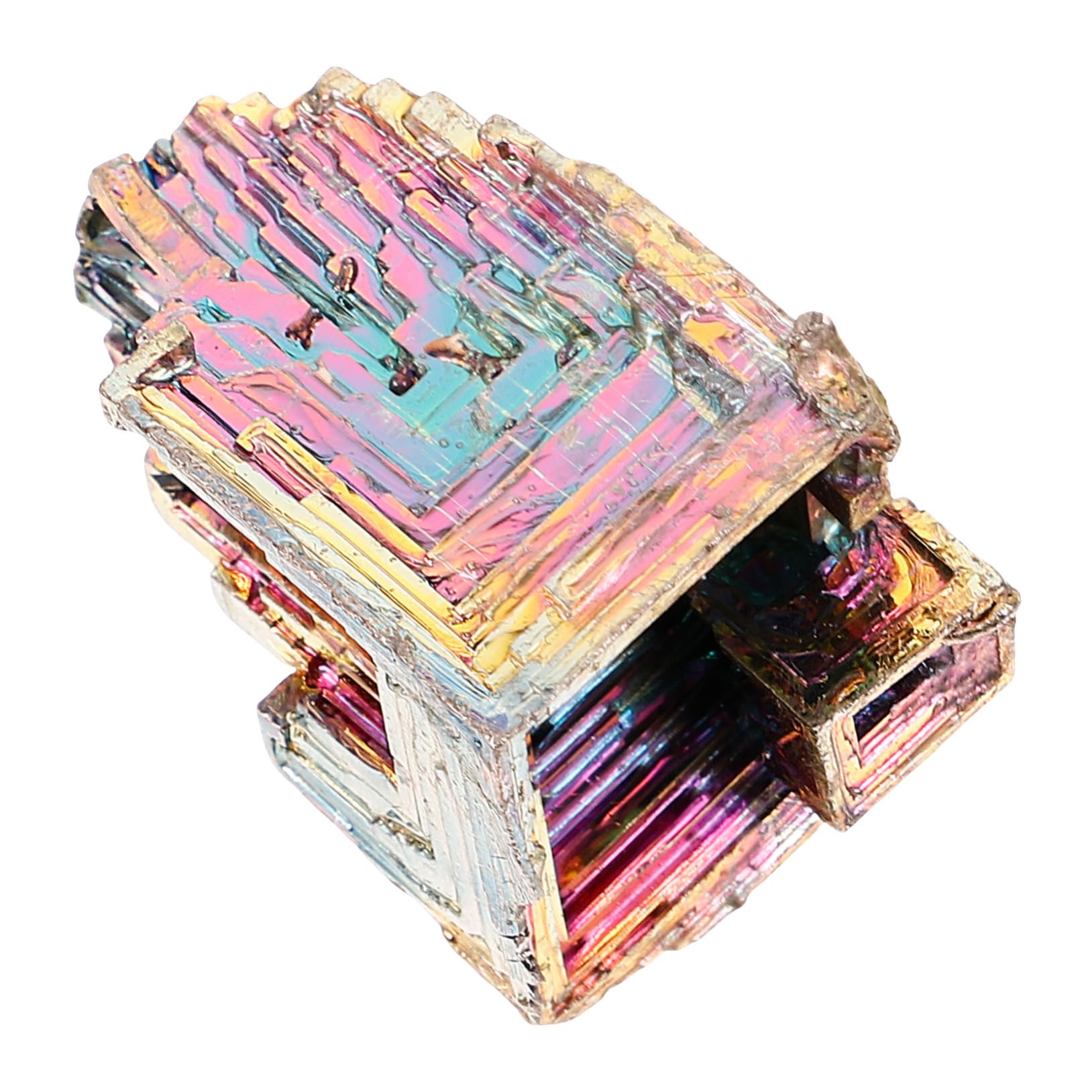 Vaguelly Bismuth Ore Crystal Bismuth Crystals Small Handmade Natural Irregular Specimen Ornament Minerals Specimens Wall Decor Decorations Ornaments for Crafts Delicate Crystal Stones