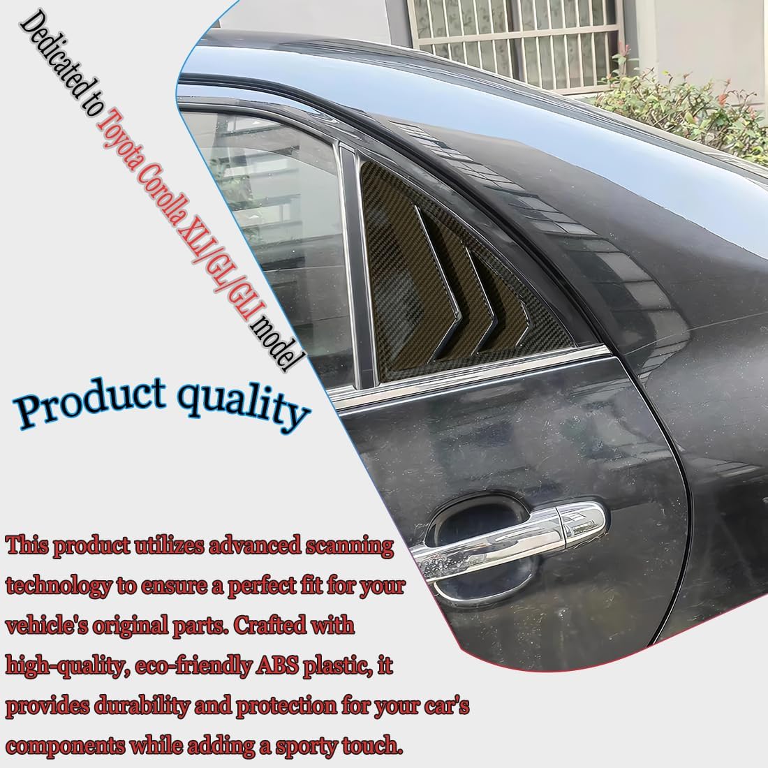 Window Louver,MUXEE 2Pcs Air Vent Scoop Shades Cover Blinds Trim for Toyota Corolla 2009 2010 2011 2012 2013 - ABS Carbon Fiber Sport Decorative Accessories