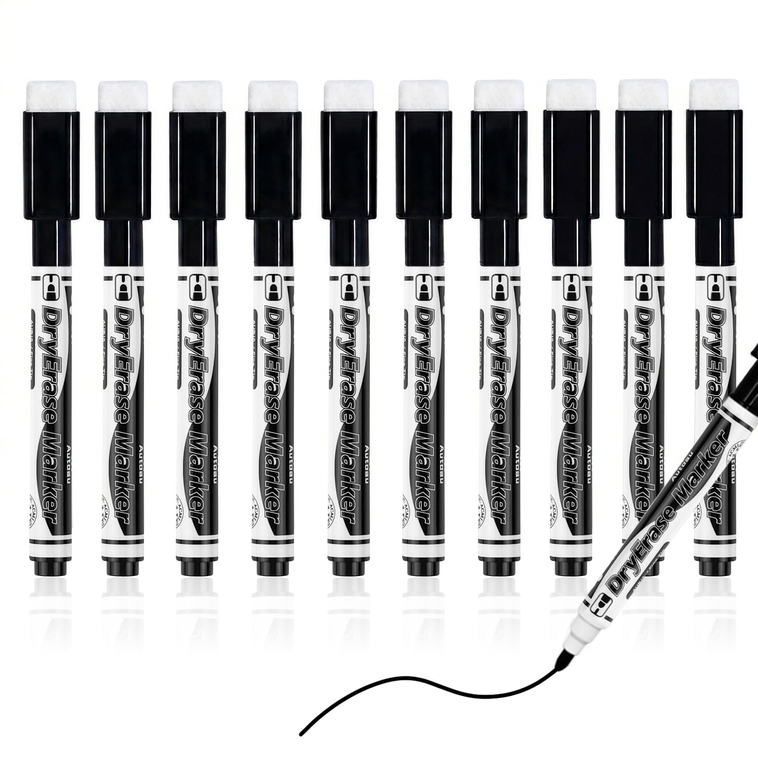 20 Abwischbare Whiteboard-Marker – Magnetisch, Schwarz, 0,3 Mm Strich, NEU