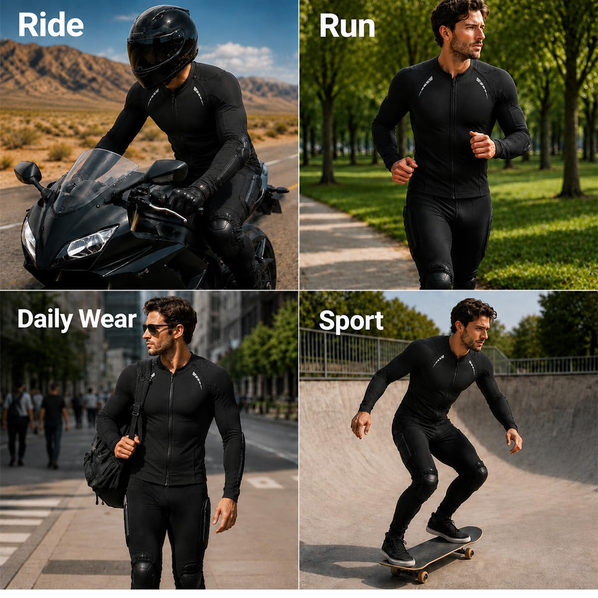 Chaqueta moto hombre con protecciones CE extraíbles, camisa moto de malla transpirable con detalles reflectantes, equipamiento moto ligero de verano para touring y carret(Size:L,Color:Black White2)