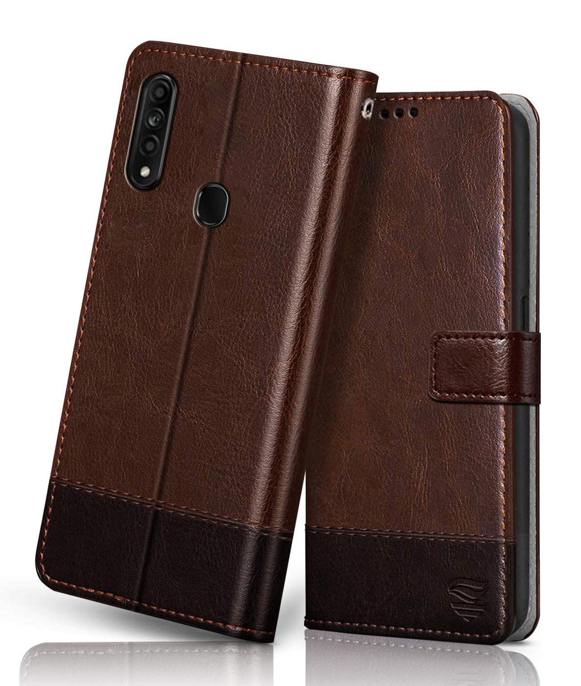 FLIPPED Vegan Leather Flip Case Cover for Oppo A31 (Flexible, Shock Proof | Hand Stitched Leather Finish | Card Pockets Wallet & Stand | Back Cover - Brown with Coffee) (B09K4BPPW3) Amazon Price History, Amazon Price Tracker