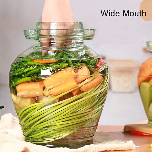 Miniatura 3 de Aosnttol Tarro de fermentación en tarro de pepinillos, kit de fermentación con sello de agua, tarro de vidrio con tapa Paocai Jar Crock Pot para