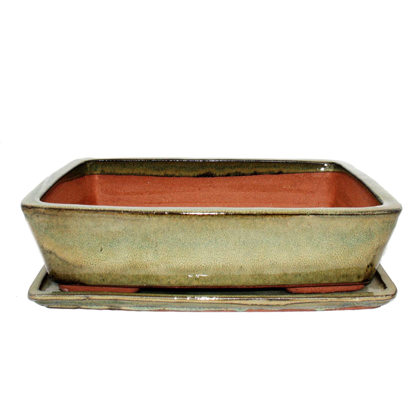 bonsaï Bol avec soucoupe gr. 5 – Rectangulaire G30 – Olive-brown – L 32 cm – L 24,5 cm – H 8 cm