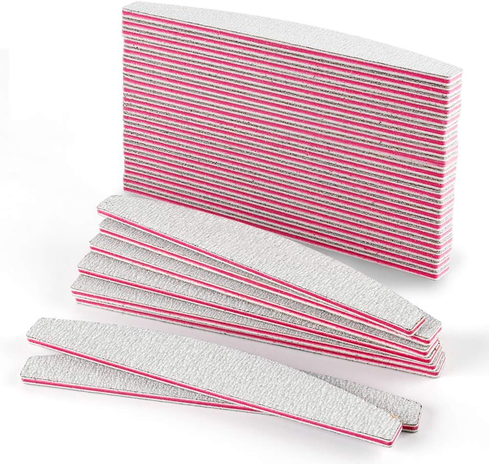 Forever Speed Pack of 50 Professional Nail Files 100/180 Double-Sided Manicure Nail Files for Professional Nail Art Purple/White