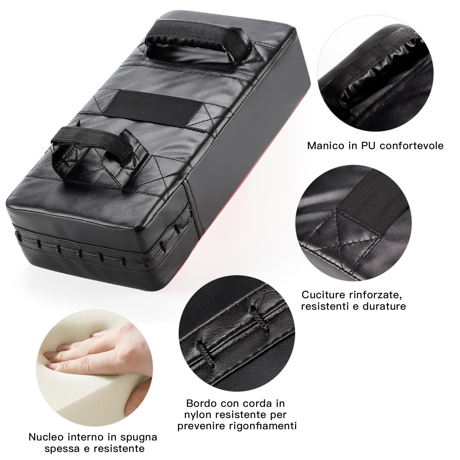 DEWEL Pad Boxe, 2 Guanti da Passata E 2 Striking Shield Colpitori per L'allenamento di Boxe In Muay Thai, Kickboxing, Karate, Arti Marziali, Ecc. (4 Pezzi）