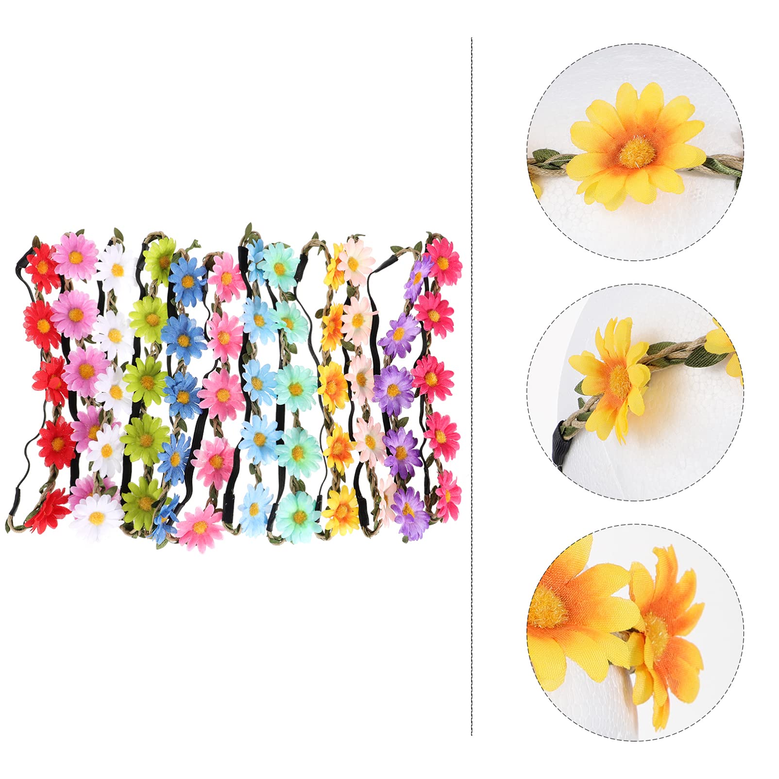 minkissy 24pezzi Ghirlanda Di Fiori Daisy Per Donne e Ragazze Accessorio Elegante Per Festival Matrimoni e Occasioni Speciali Fascia Comoda e Resistente