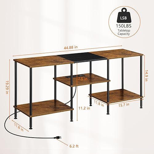 Miniatura 2 de OYEAL Soporte de TV pequeño para sala de estar de hasta 50 pulgadas, centro de entretenimiento multimedia de TV con tomas de corriente y estantes de