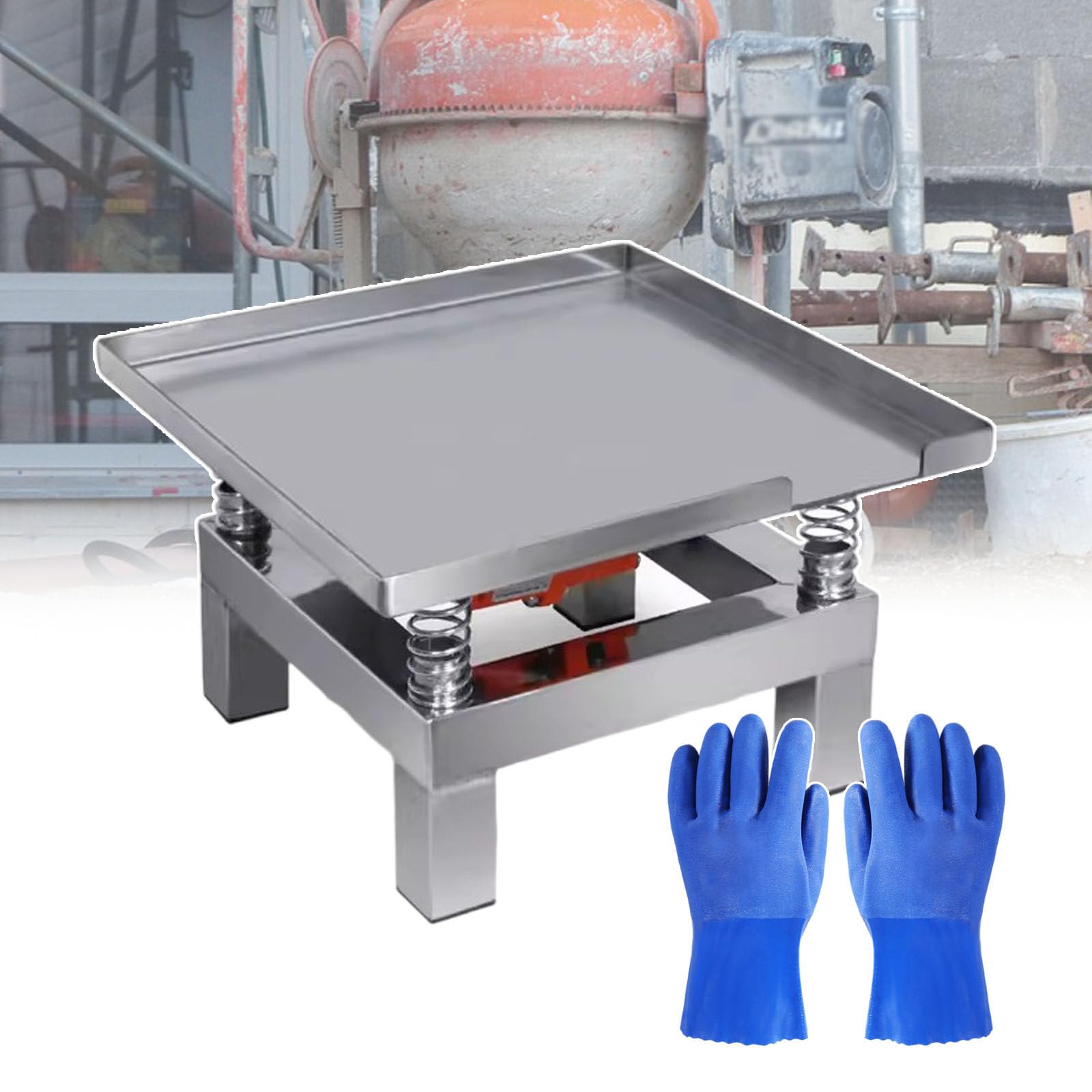 smafoseedding Oscillateur en plâtre, table vibrante en béton, avec 5 paires de gants givrés, fréquence de vibration : 3000-3600 fois/min, peut être utilisé pour vibrer le ciment, le gypse, la résine,