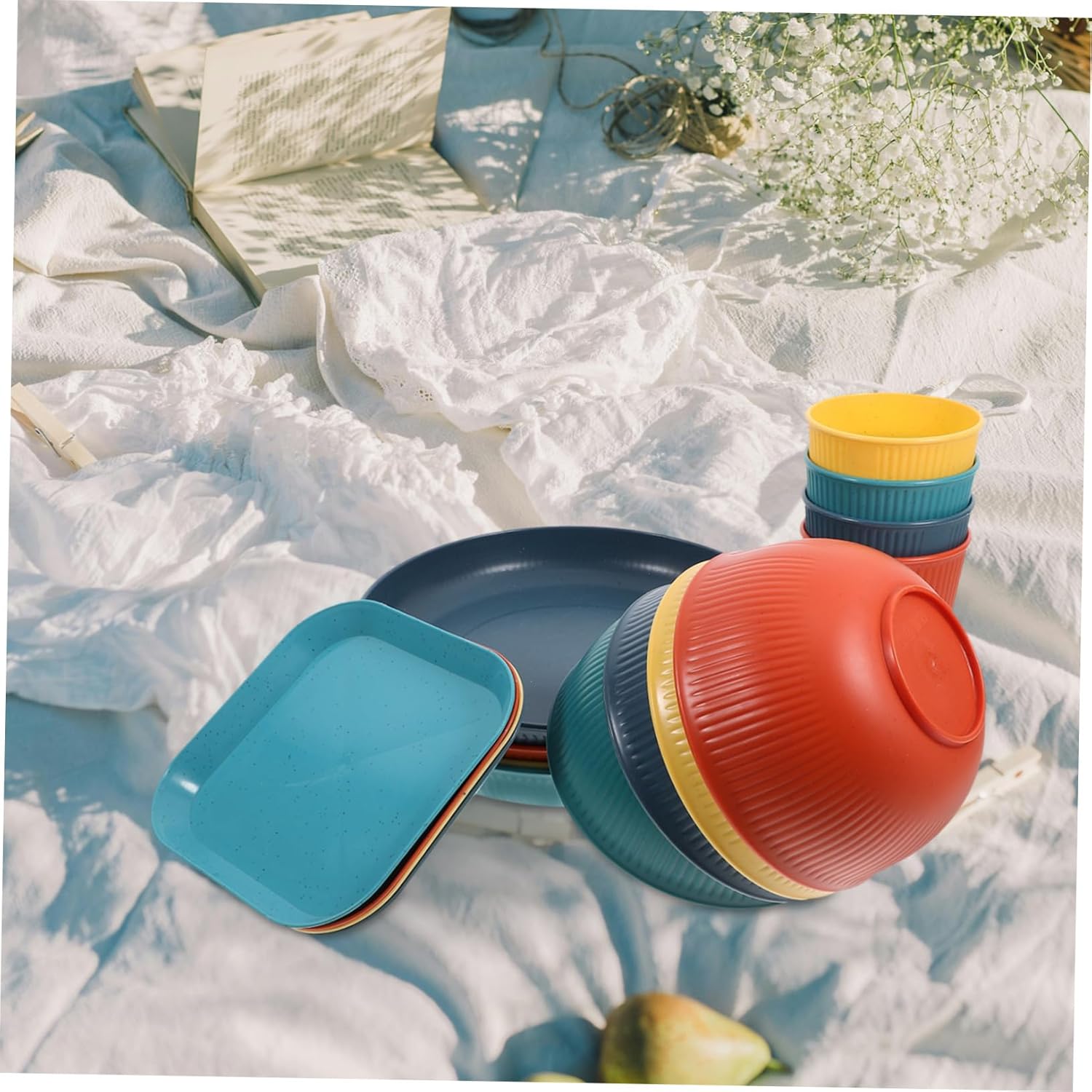 1set Unbreakable Dinnerware Set Plates Bowls Cups Camping and Parties Stylish Lightweight for Outdoor Gatherings Person Configuration